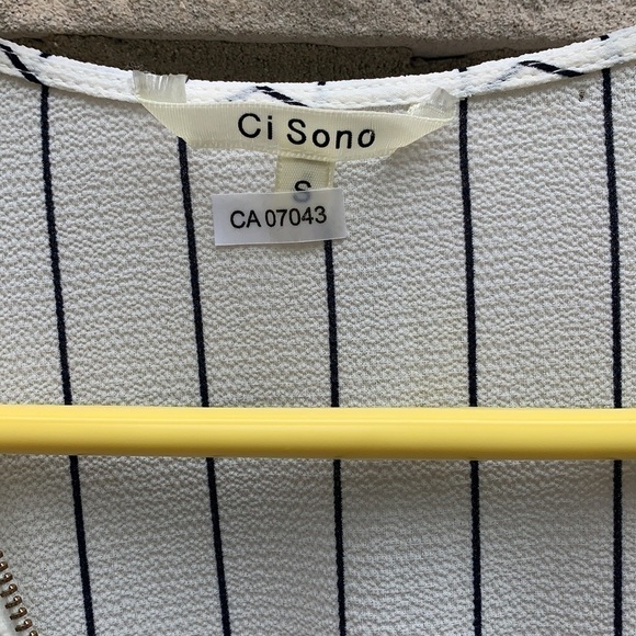 Ci Sono Striped Shirt Dress Off white/Navy S - Picture 6 of 9